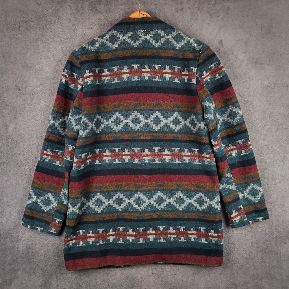 Vintage Braetan Blazer Womens Small Teal Burgundy Southwestern‎ Aztec Wool Blend - Picture 2 of 11